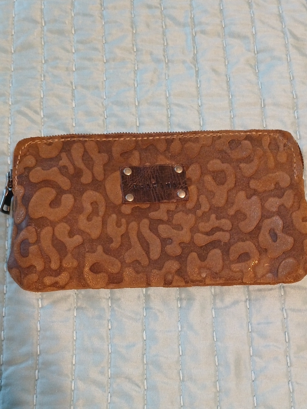 Brown Patterned Zip Wallet - Unknown Brand